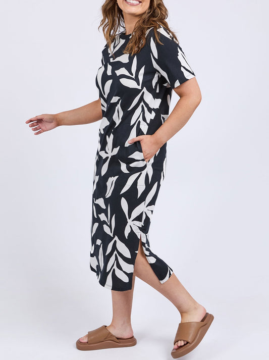 ELM MIMOSA TEE DRESS (Black Print)