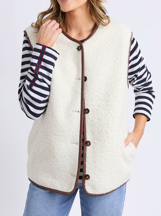 Image of Coats & Jackets. Product name - ELM SHERLING VEST in Marshmellow colour by brand - Elm