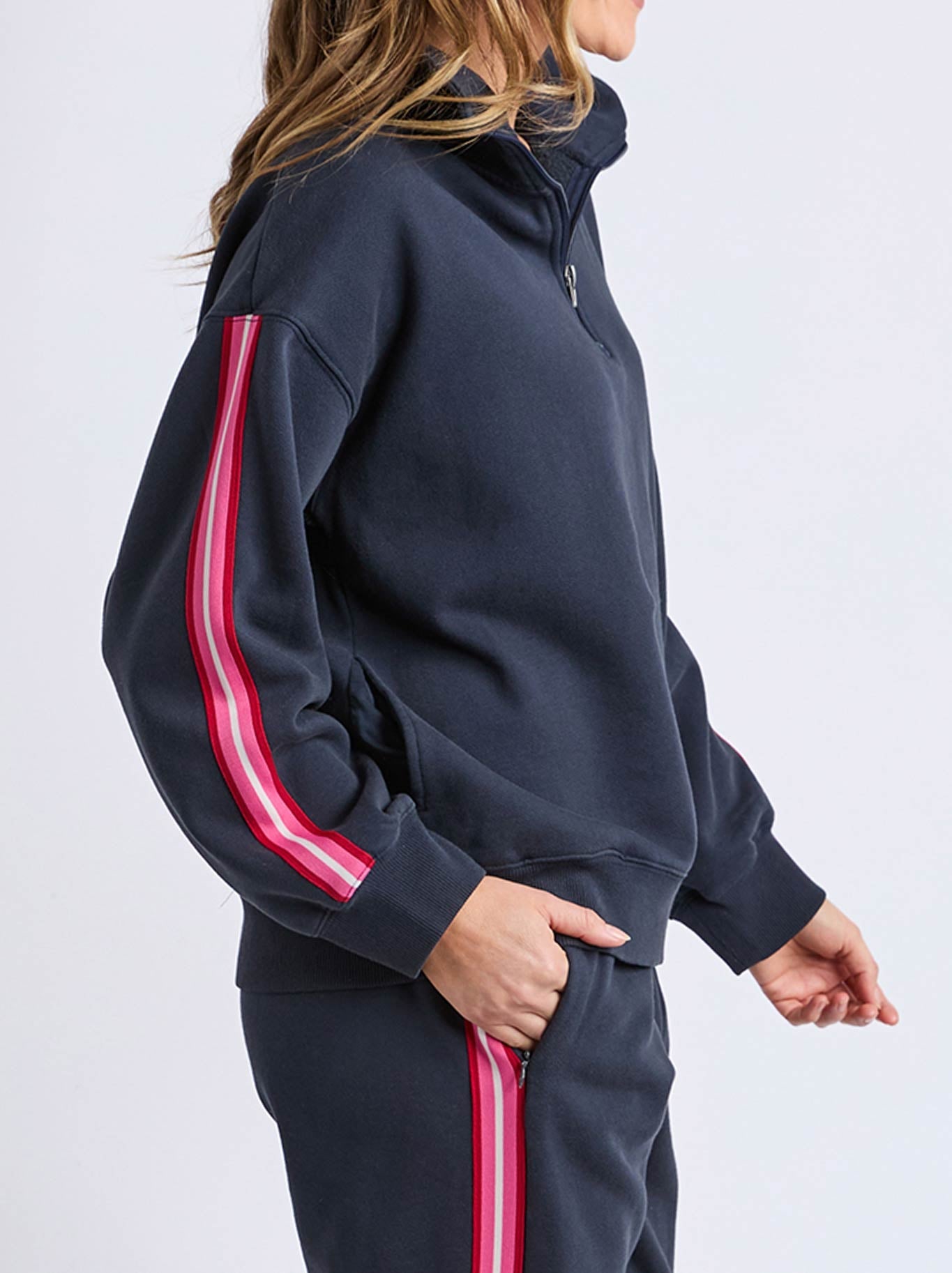 ELM LOVER 1/4 ZIP CREW (Navy A)