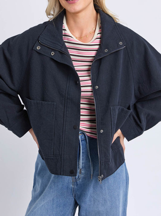 Image of Coats & Jackets. Product name - ELM CALMA JACKET in Navy colour by brand - Elm