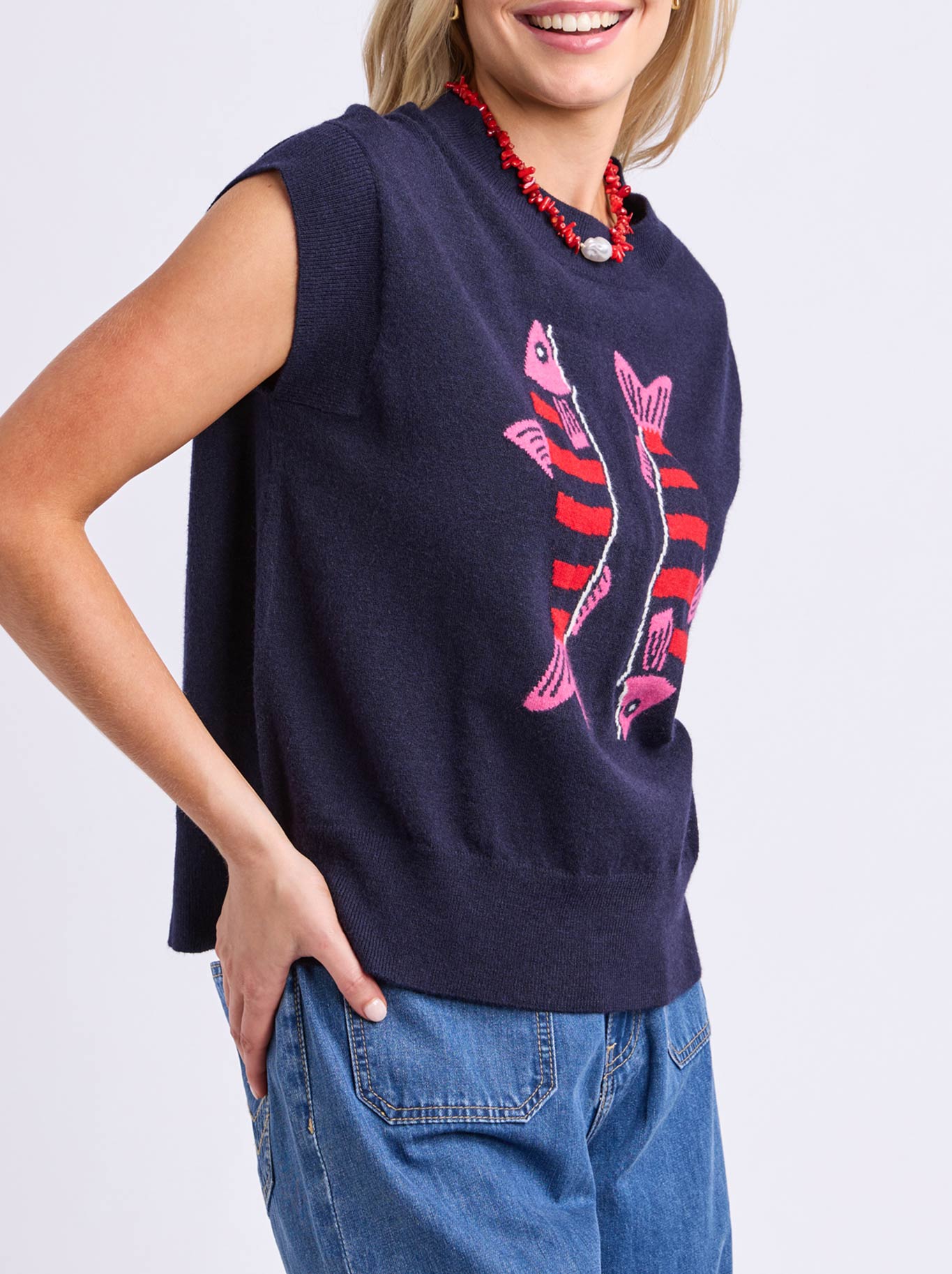 ELM FISHY INTARSIA KNIT (Navy)