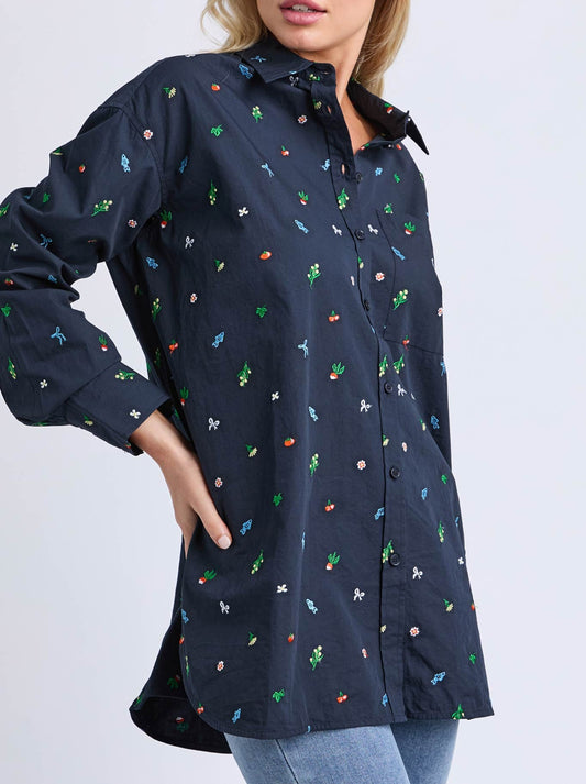ELM MARKET PICK SHIRT (Navy Print)