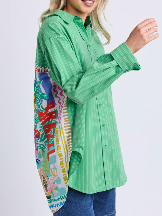 ELM TROPICAL MUSE SHIRT (Green Briar Stripe)