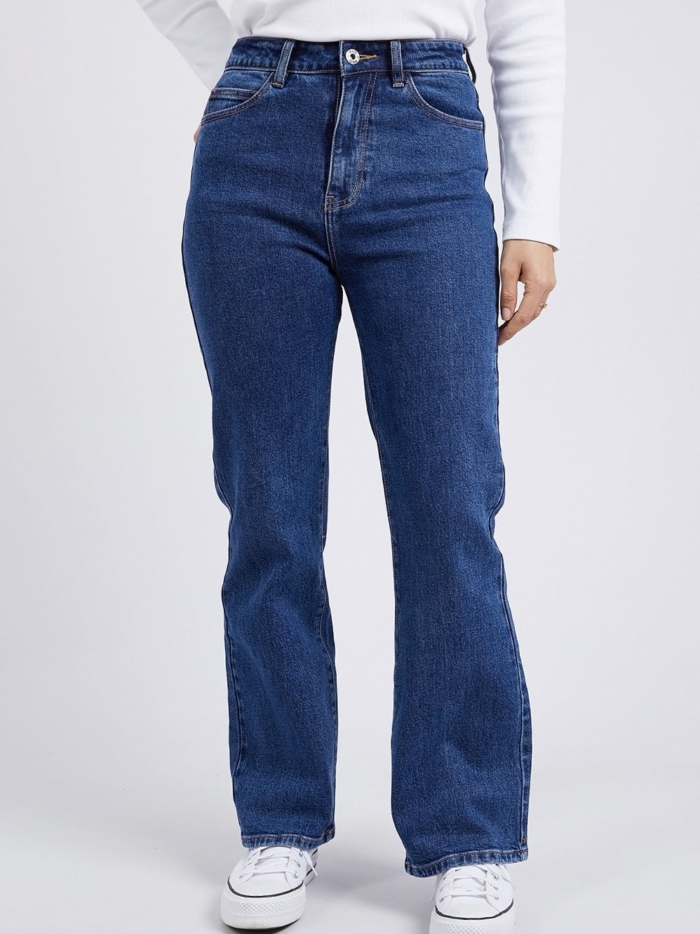Image of Jeans. Productname: ELM CLARA BOOTLEG JEAN in Dark Blue colour by brand - Elm