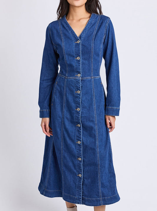 Image of Dresses. Productname: ELM MARIELLA DENIM DRESS in Mid Wash colour by brand - Elm