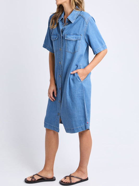 ELM CORA DENIM DRESS (Midblue)
