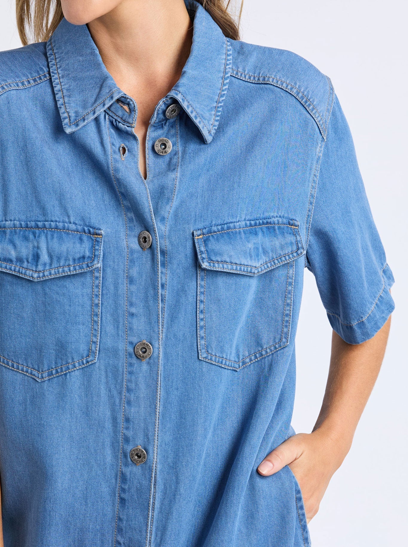 ELM CORA DENIM DRESS (Midblue)