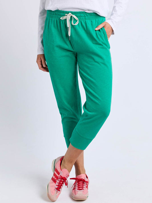 Image of a model wearing Pants. Productname: Elm Brunch Pant in Turquoise colour by brand - Elm