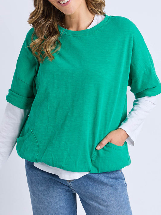 Image of a model wearing Outerwear. Productname: Elm Mazie Sweat in Turquoise colour by brand - Elm