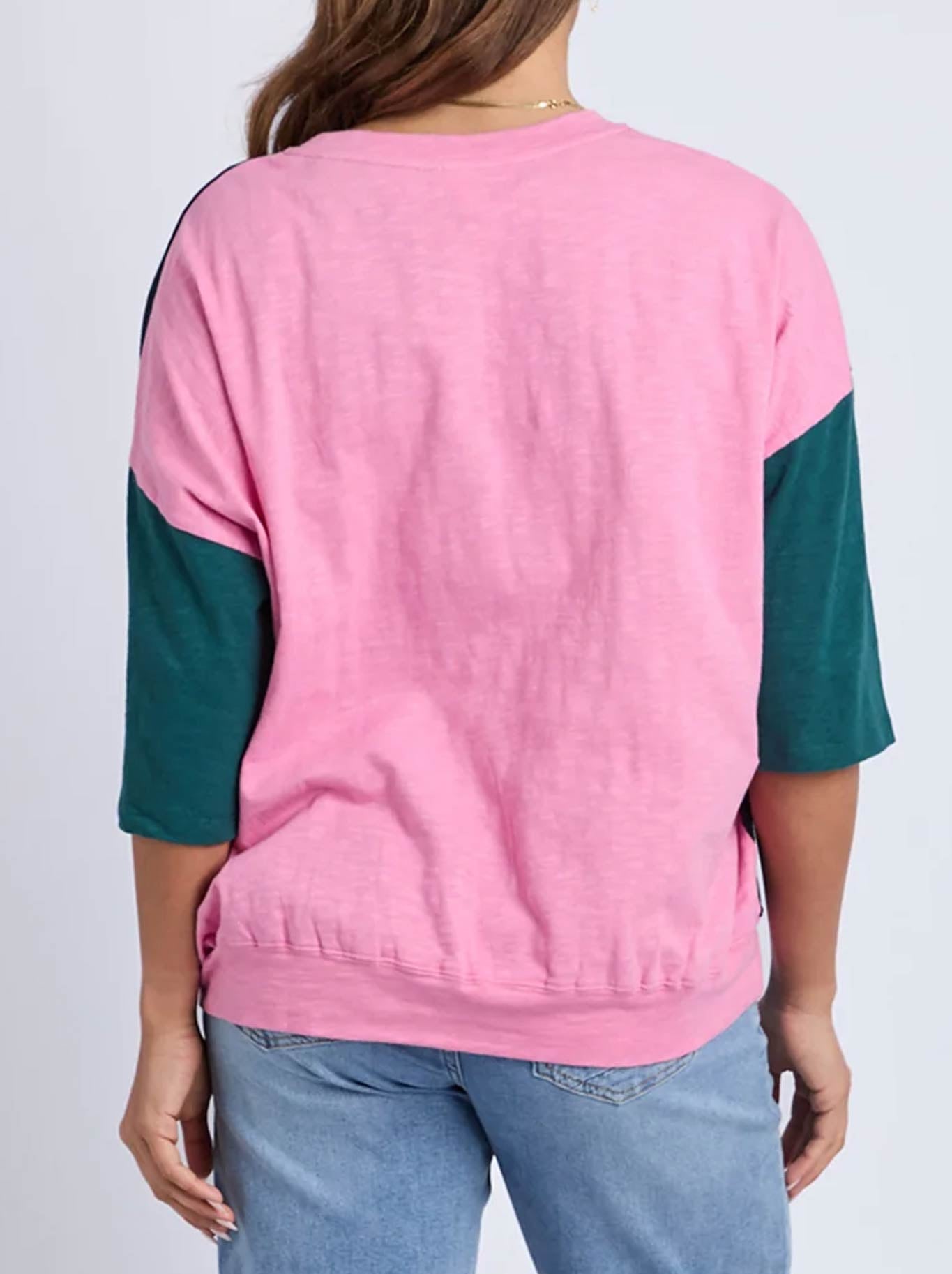 Elm Mazie Colour Block Sweat (Teal/Navy Stripe)