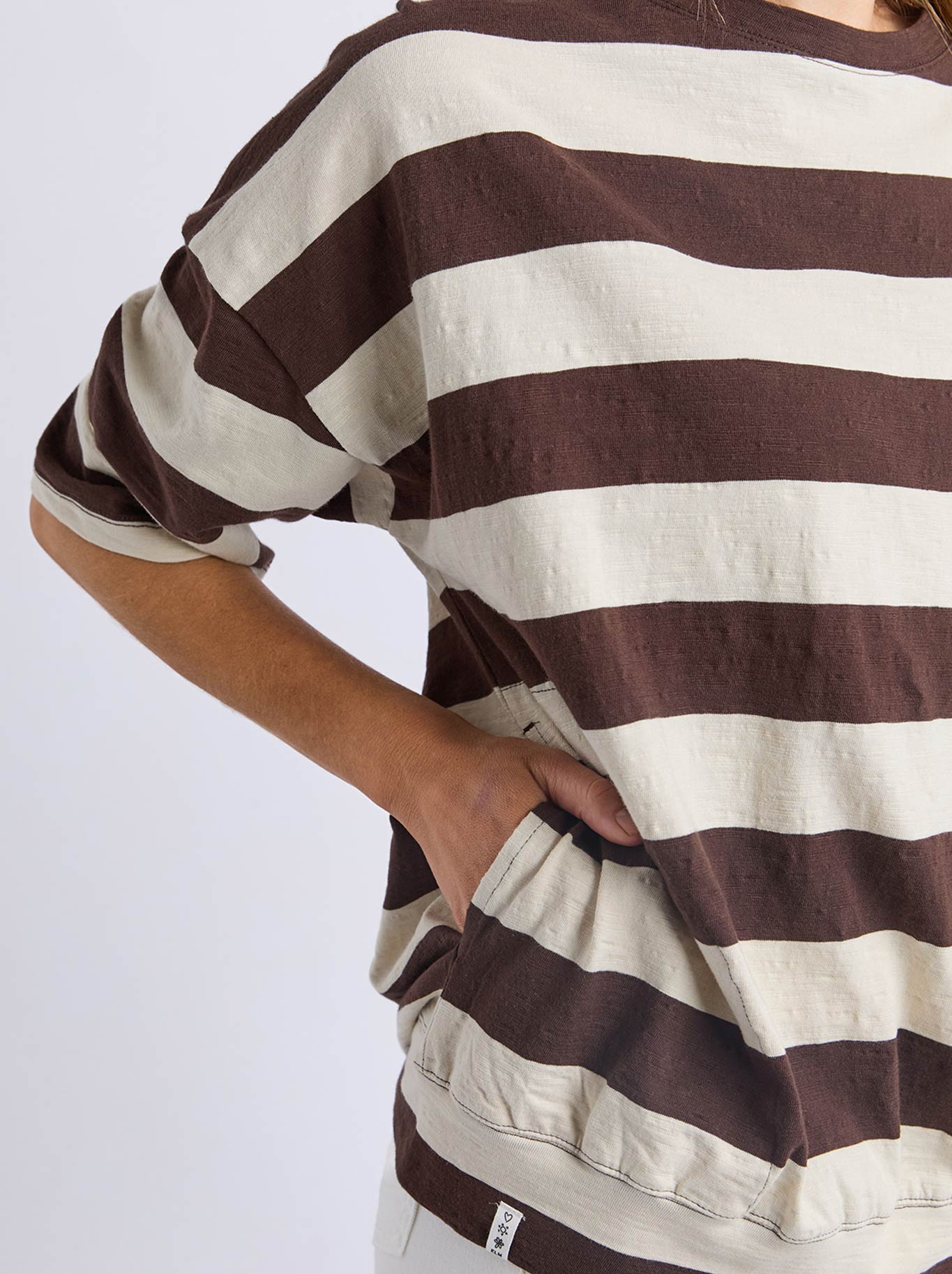 ELM MAZIE BLOCK STRIPE SWEAT (Coffee)