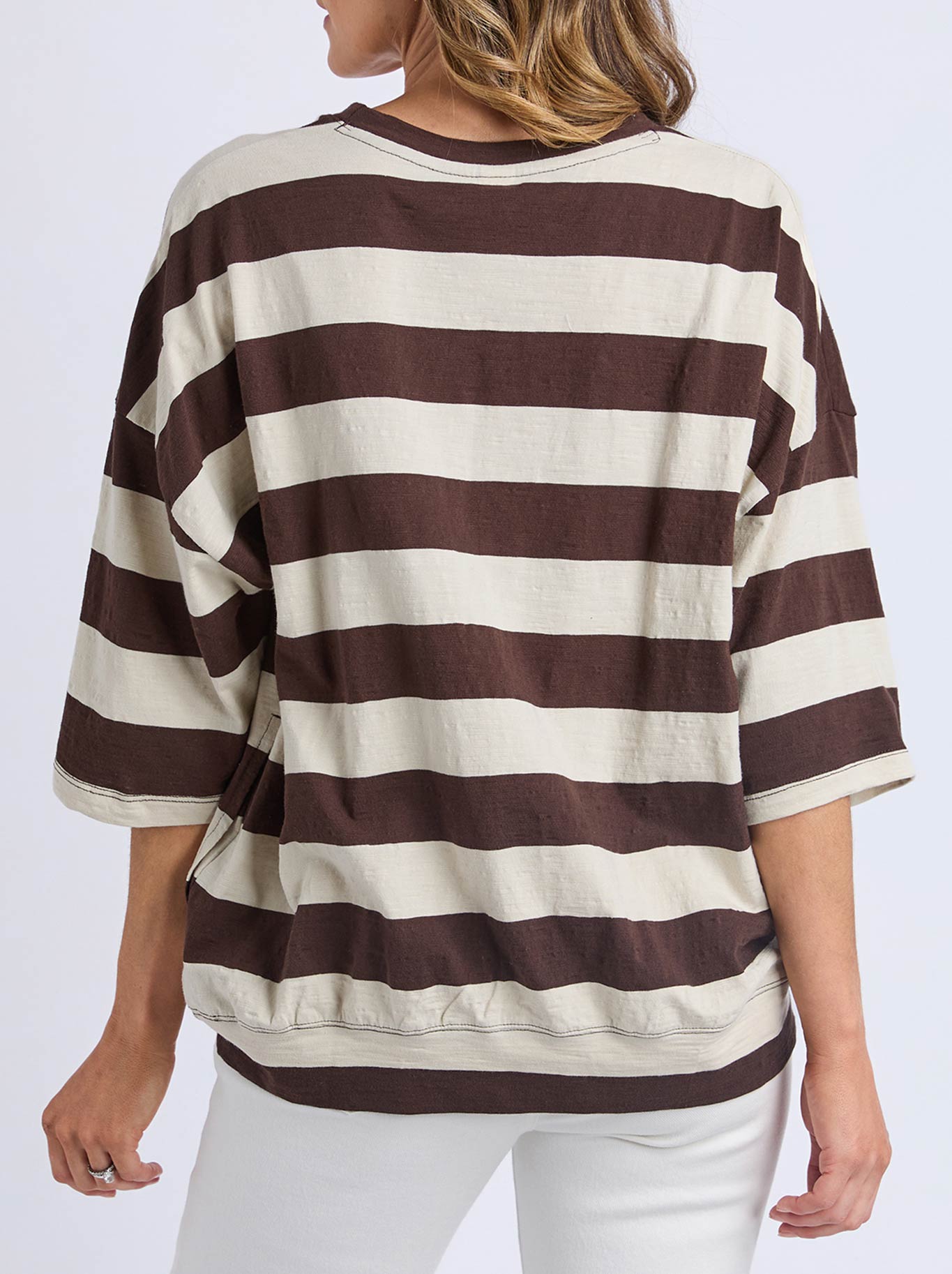 ELM MAZIE BLOCK STRIPE SWEAT (Coffee)