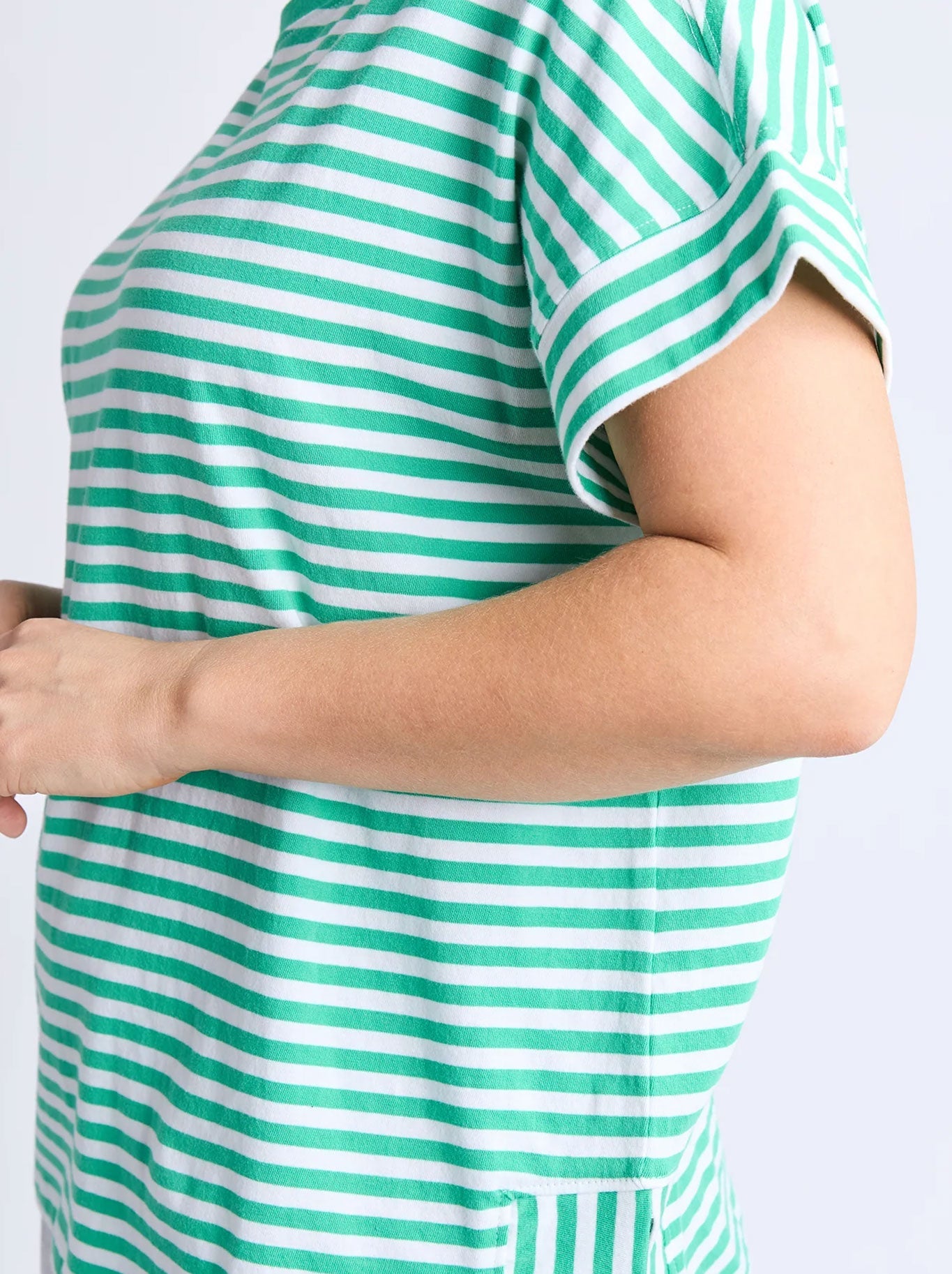 Elm Yara Stripe Short Sleeve Tee (Green White)