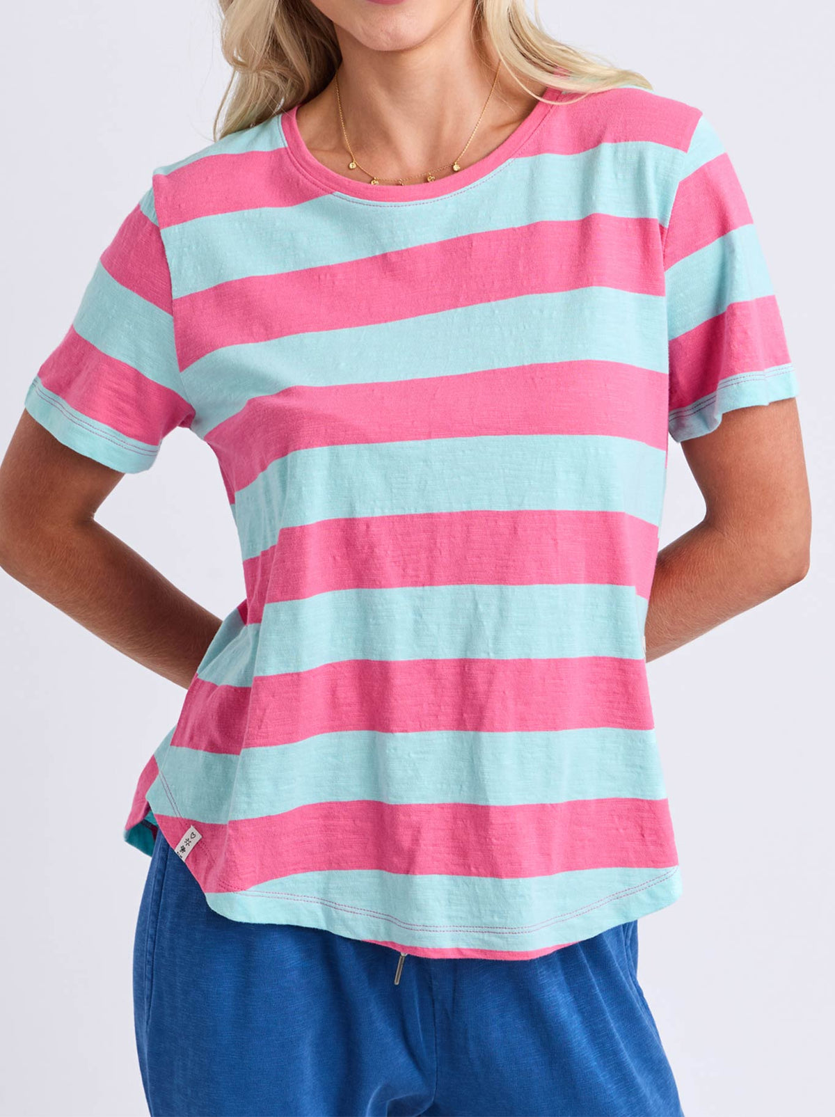 Elm Spritz Stripe Tee (Green Briar/Tblue)