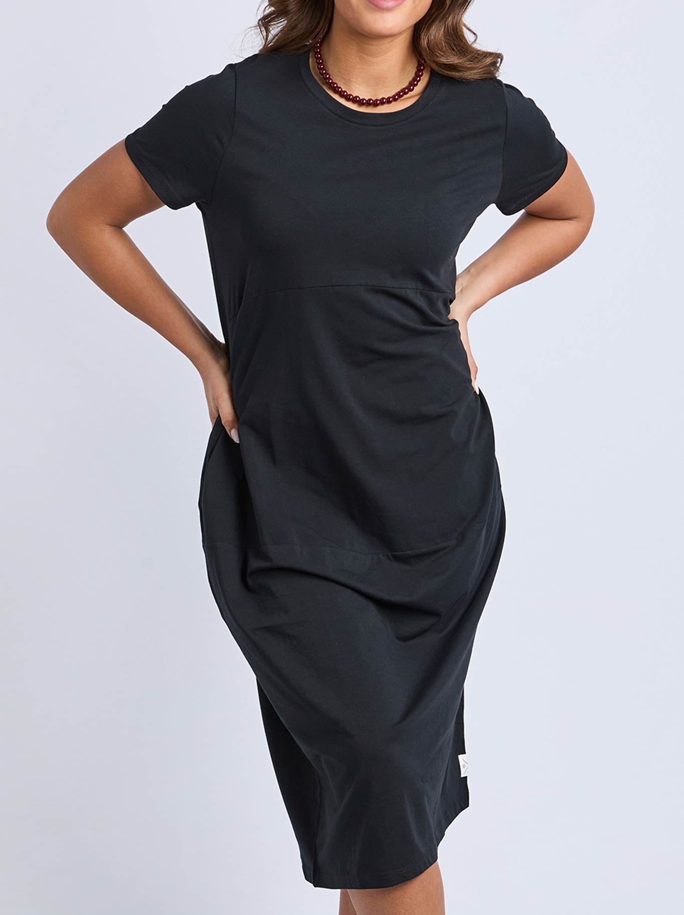 Image of Dresses. Product name - ELM DIANA SHORT SLEEVE DRESS in Black colour by brand - Elm