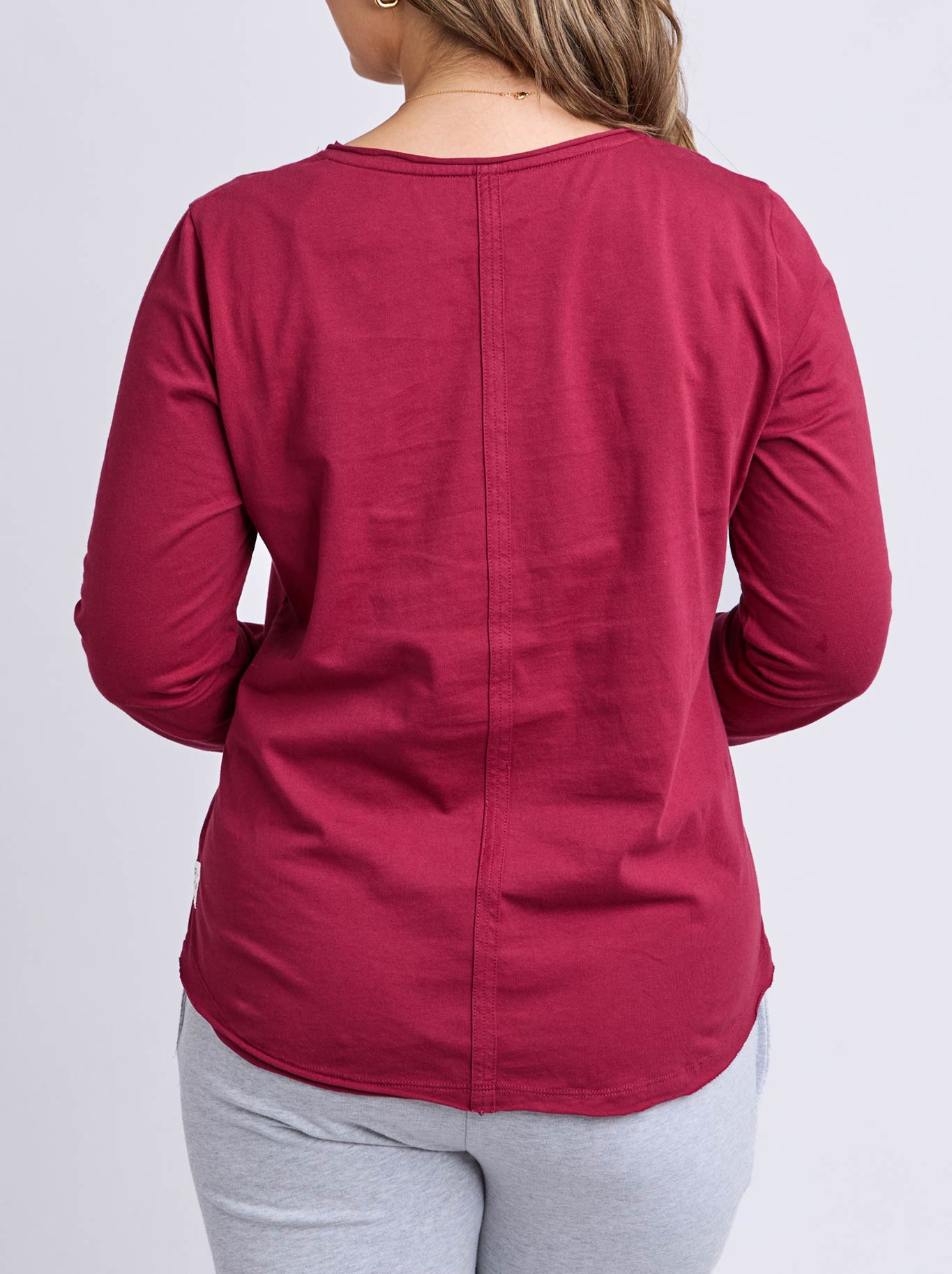 ELM PIMA LONG SLEEVE VEE TEE (Maroon)
