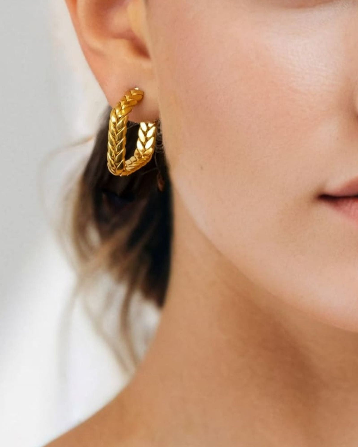 LAVANA Eloise Chevron Square Silver Hoop Earrings