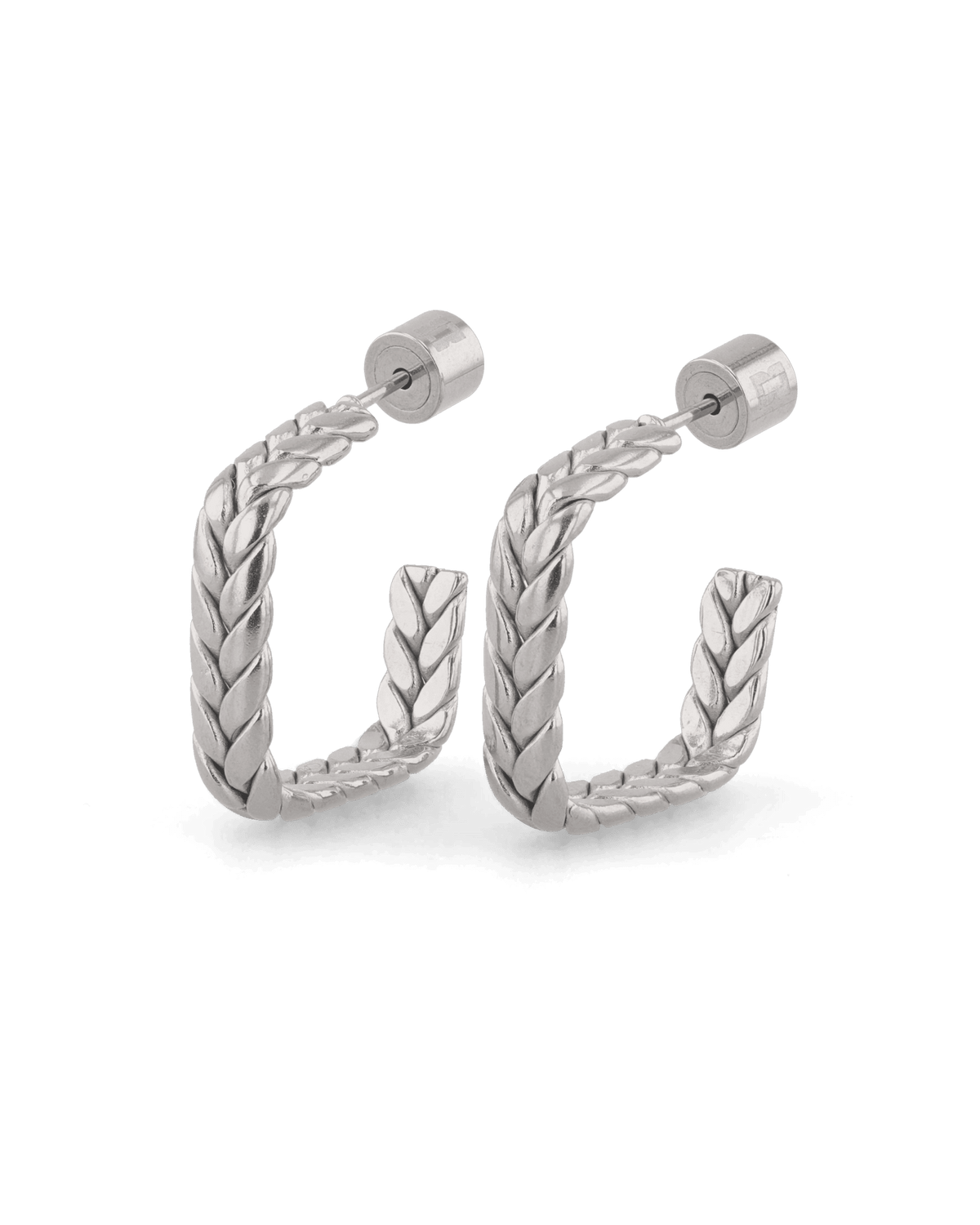 LAVANA Eloise Chevron Square Silver Hoop Earrings