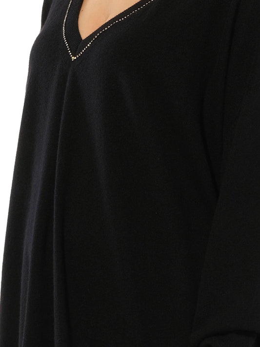 GIVENCHY Embroidered Strass V-Neck (Black)
