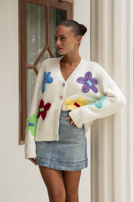 Heychic Emilee Multicolour Floral Knit Cardigan (Multi)