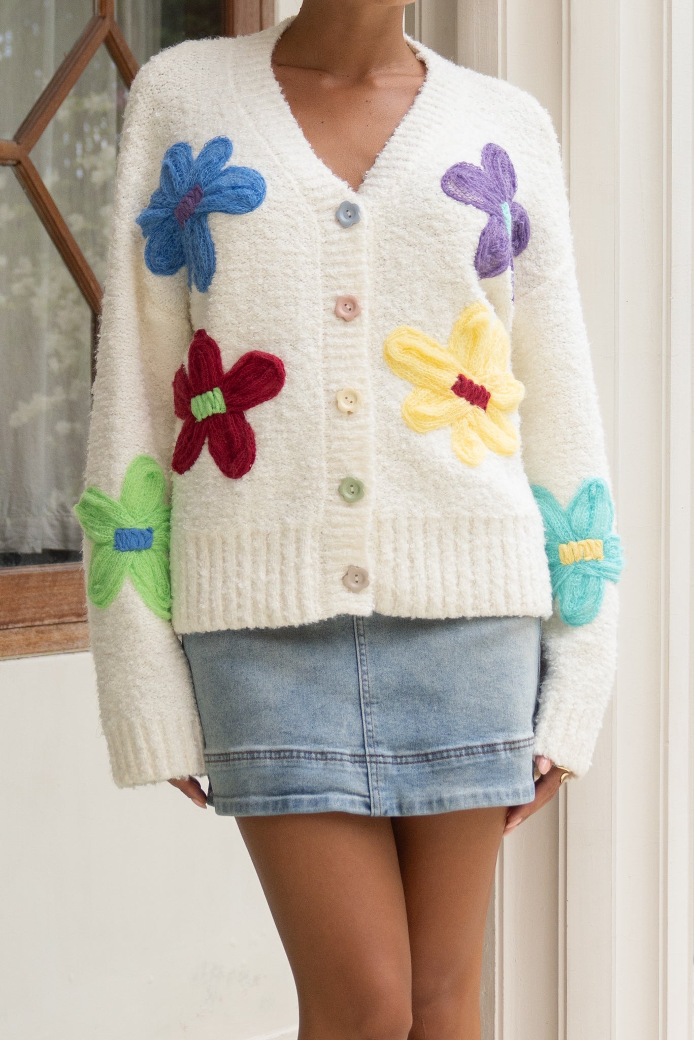 Heychic Emilee Multicolour Floral Knit Cardigan (Multi)
