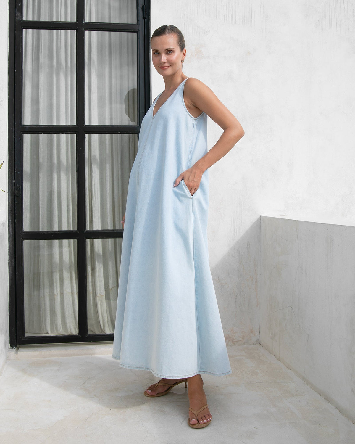 Soon Maternity Emily Denim Maxi Dress