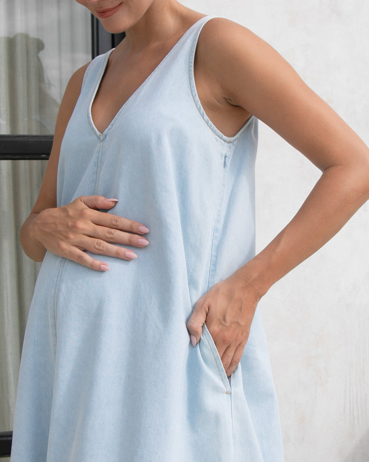 Soon Maternity Emily Denim Maxi Dress