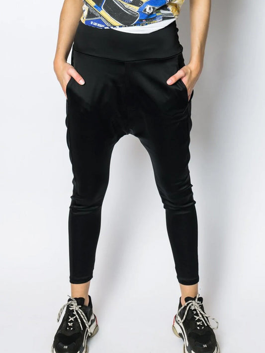 Image of a model wearing Pants. Productname: EMPIRE ROSE LUXE HIGHRISE CROPPED PANT in Black colour by brand - Empire Rose