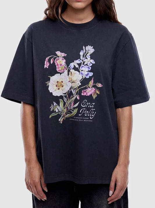 Image of T-Shirts. Productname: ENA PELLY BOUQUET TEE in Vintage Black colour by brand - Ena Pelly