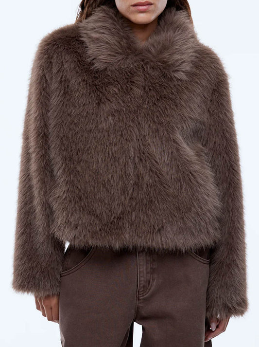 Image of Coats & Jackets. Productname: ENA PELLY CHARLIE FAUX FUR JACKET in Brown colour by brand - Ena Pelly