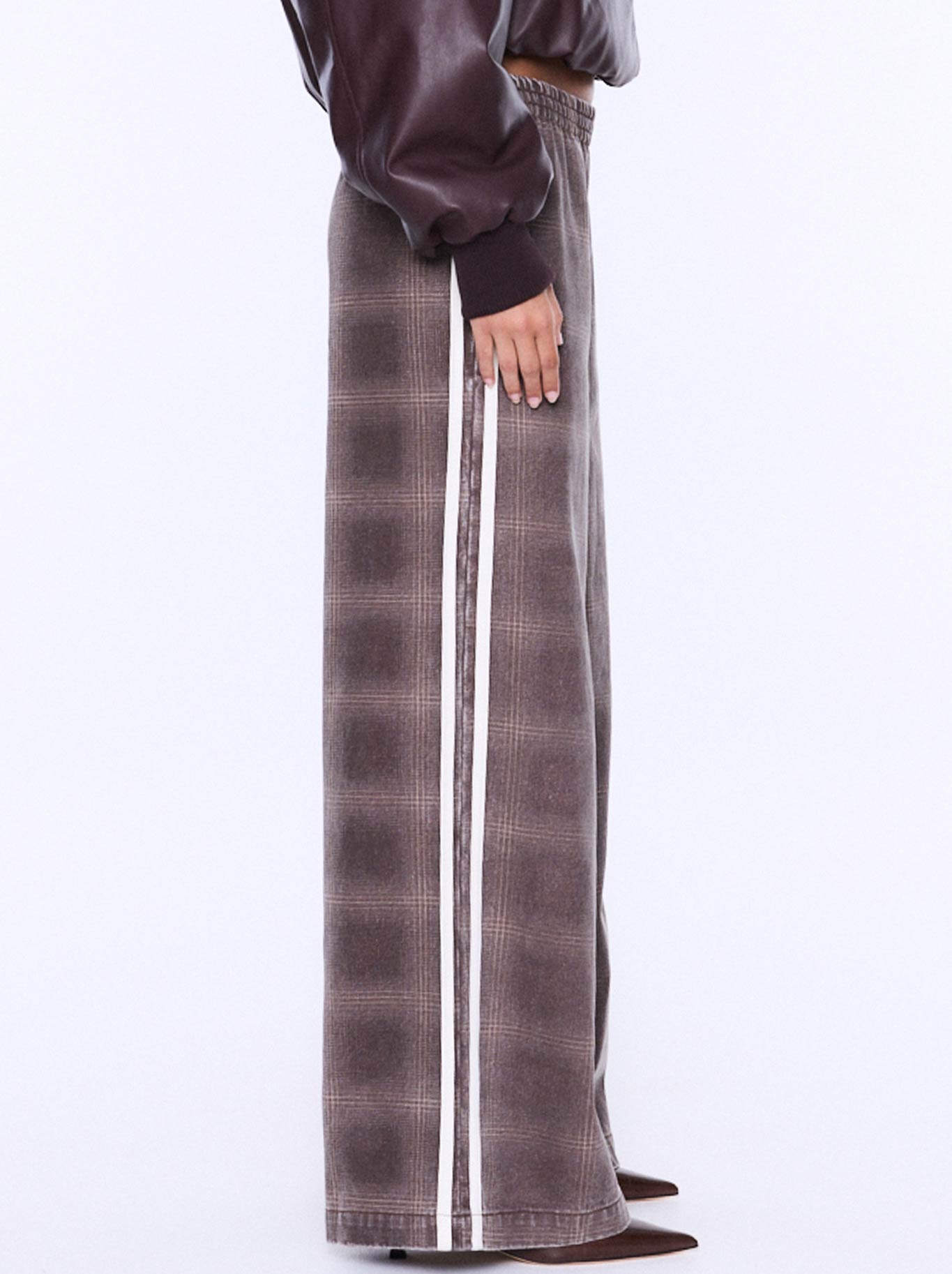 ENA PELLY MYLA WIDE LEG PANT (Burgandy Check)