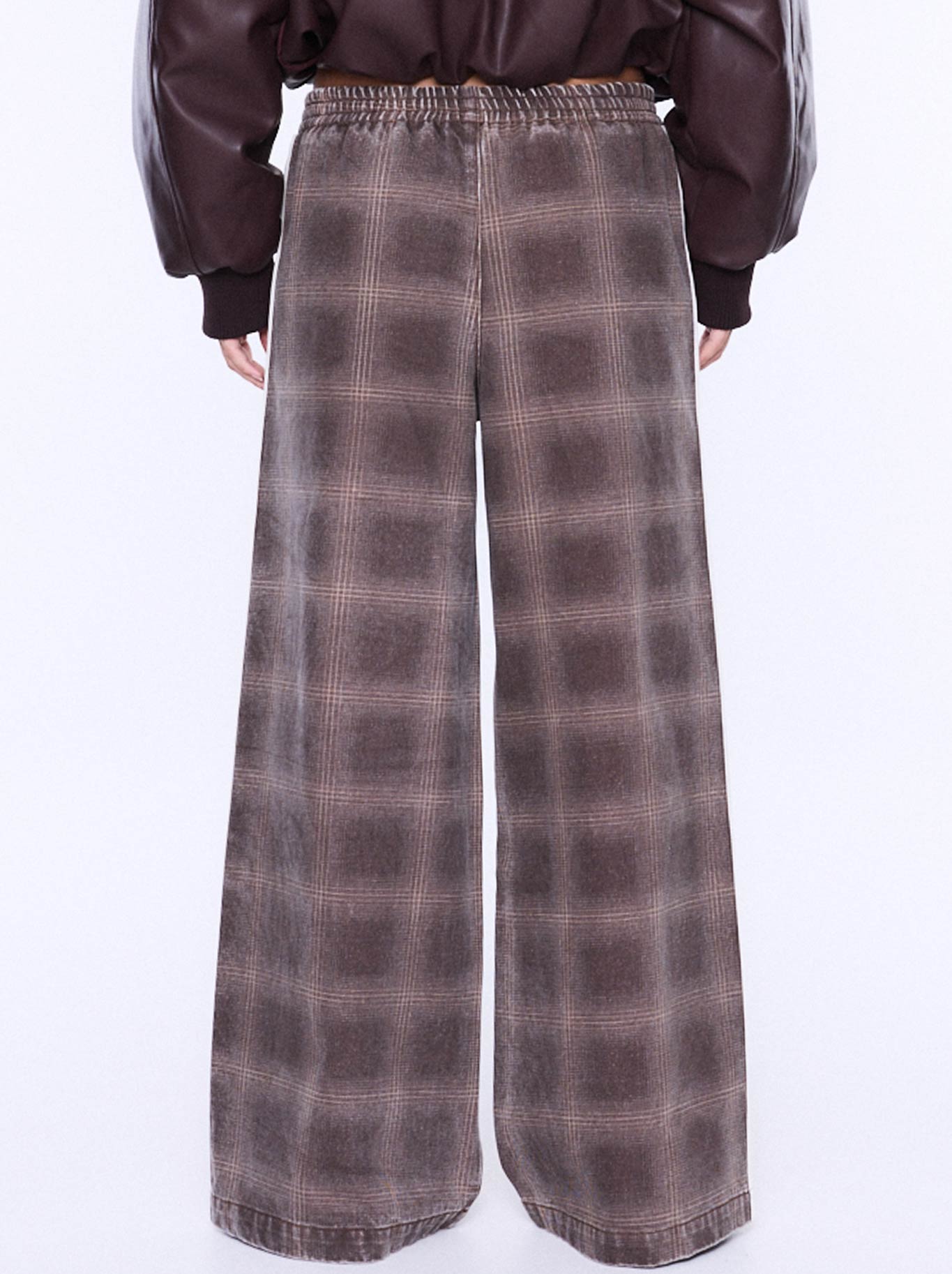 ENA PELLY MYLA WIDE LEG PANT (Burgandy Check)