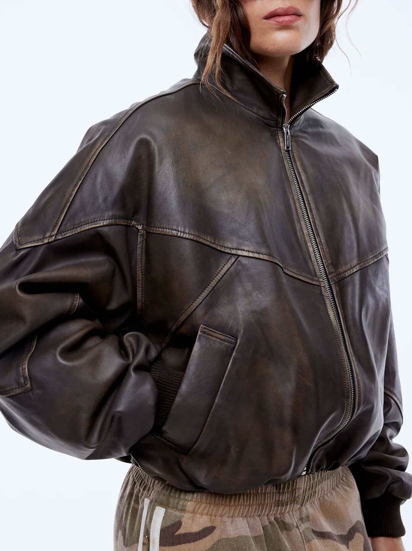 ENA PELLY MARI LEATHER BOMBER (Mocca)