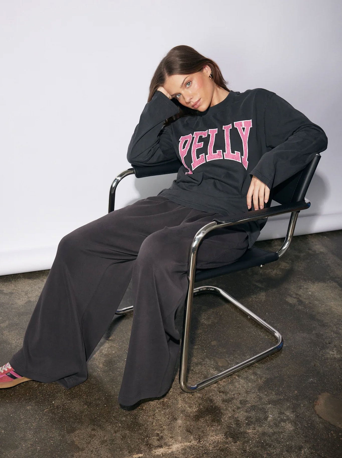 Ena Pelly PINK KARA LONG SLEEVE TOP (Vintage Black)