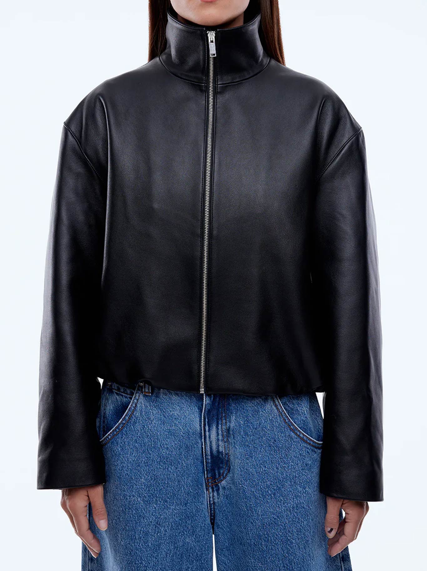 Image of Coats & Jackets. Productname: ENA PELLY ROMY LEATHER JACKET in Black colour by brand - Ena Pelly