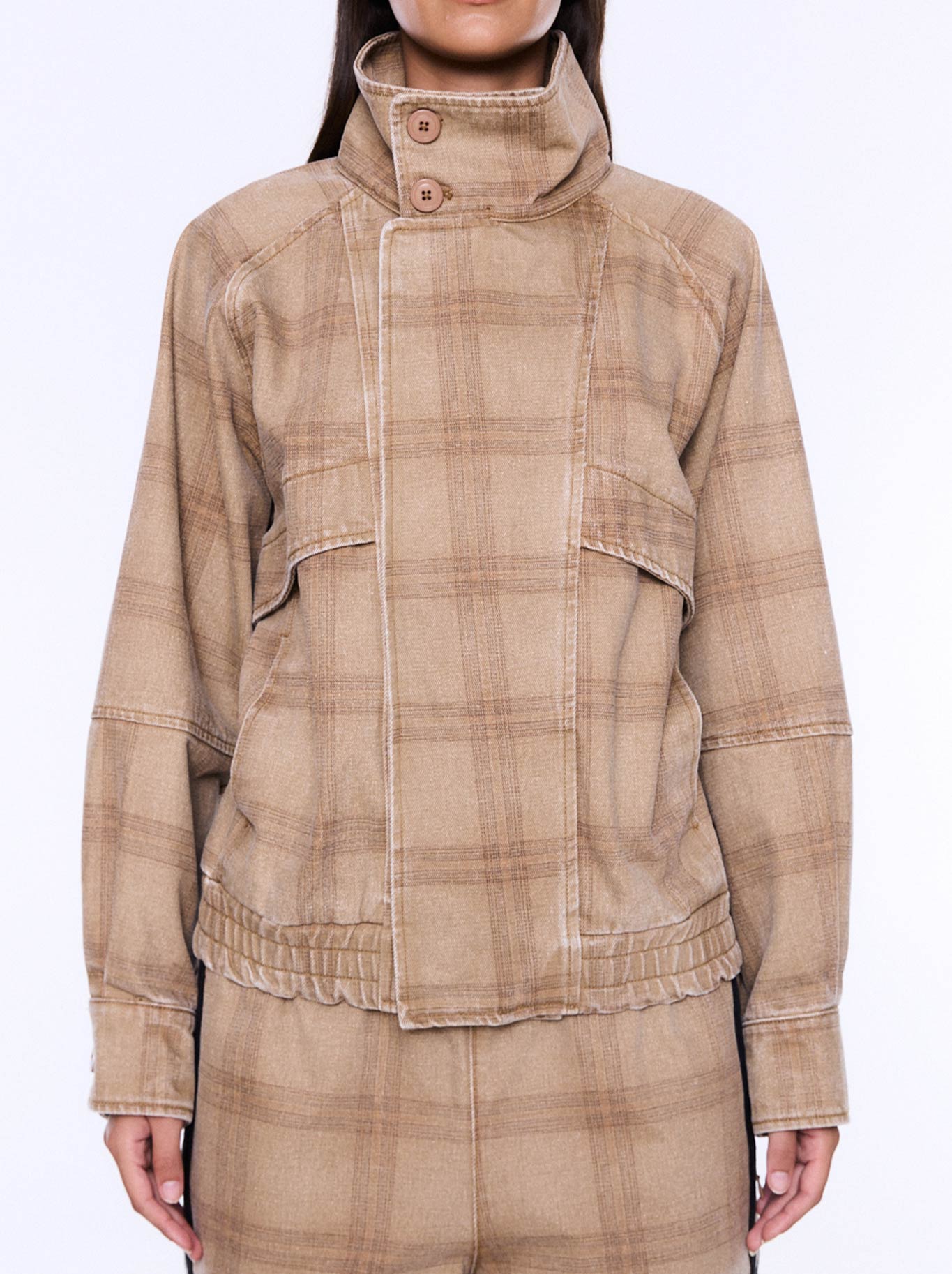 Image of Coats & Jackets. Product name - ENA PELLY ZURI JACKET in Beige colour by brand - Ena Pelly