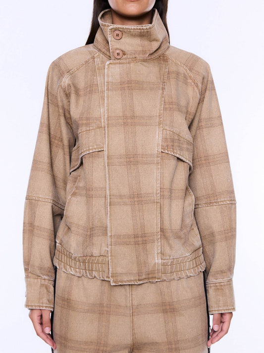 Image of Coats & Jackets. Product name - ENA PELLY ZURI JACKET in Beige colour by brand - Ena Pelly