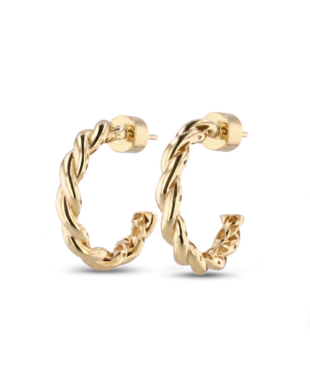 Image of Earrings. Product name - Entwine Gold Hoop Earrings in colour by brand - LAVANA