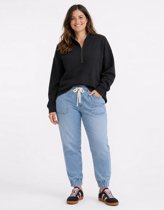 White & Co. Escape Super Soft Half Zip Top (Black)