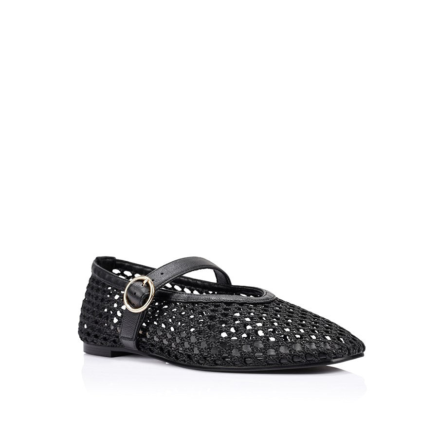 Sass Clothing Eunice Mary-Jane Flats (Black)