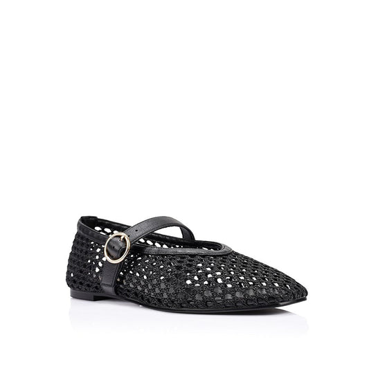 Sass Clothing Eunice Mary-Jane Flats (Black)