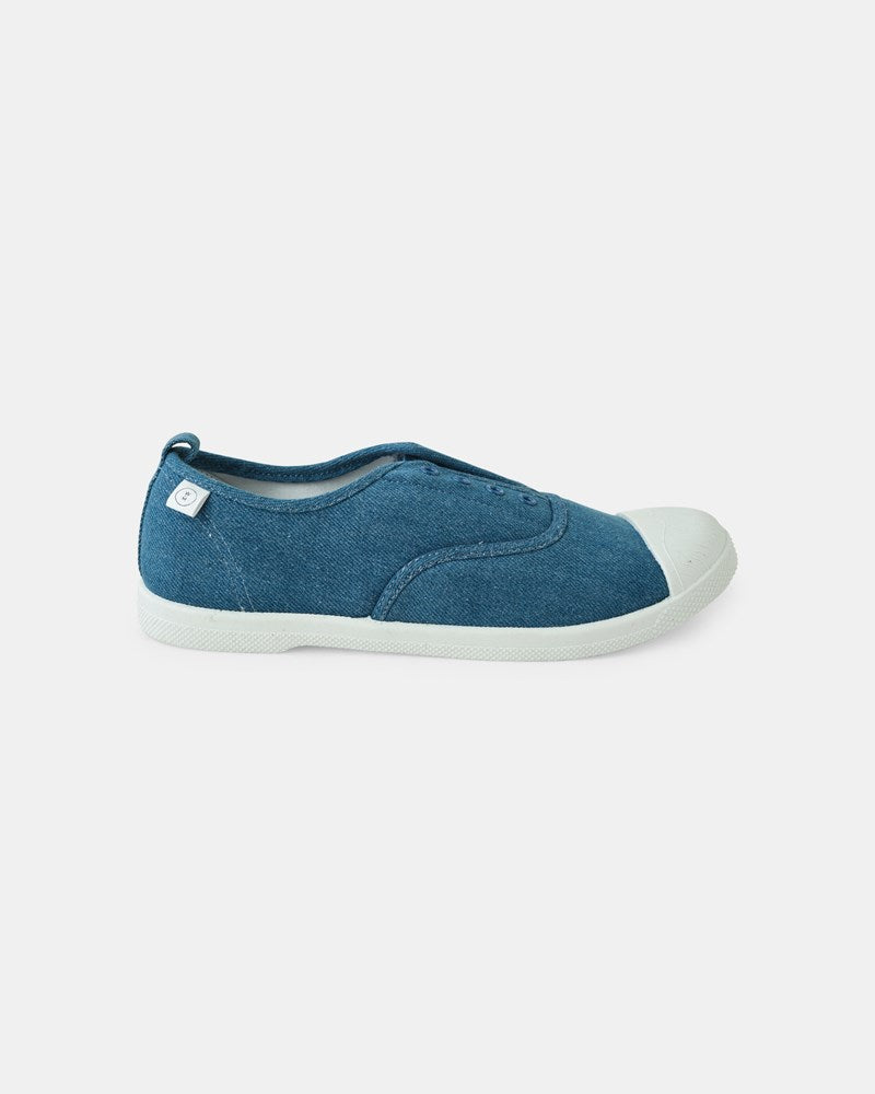 Image of Shoes. Product name - Euro Canvas Plimsole in Denim colour by brand - Walnut Melbourne