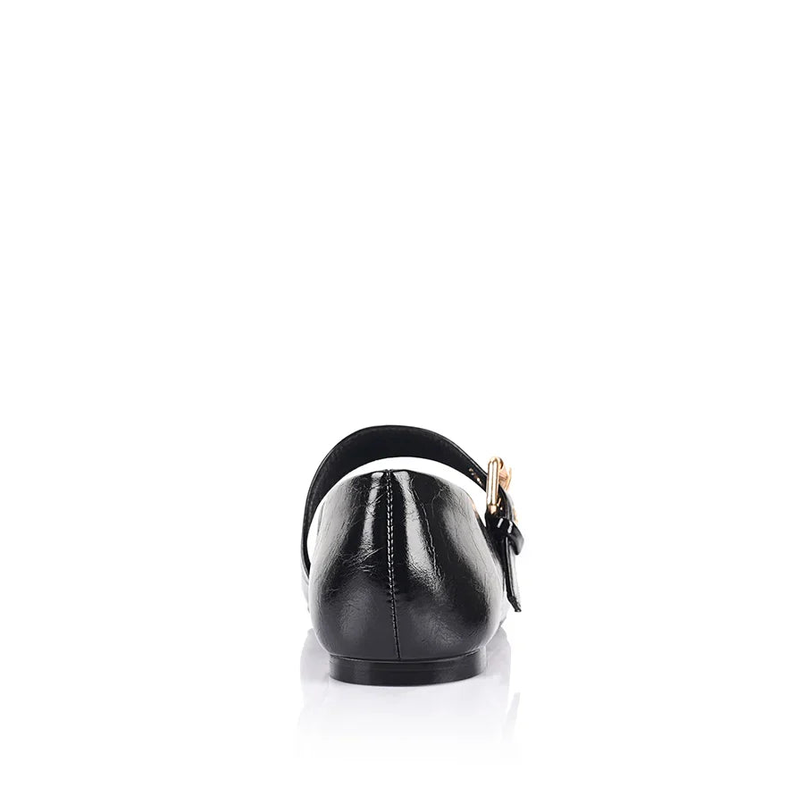 Sass Clothing Europe Mary-Jane Flats (Black Crinkle)