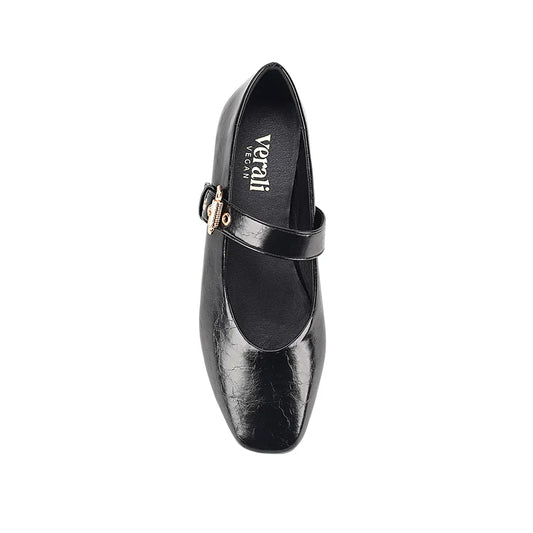 Sass Clothing Europe Mary-Jane Flats (Black Crinkle)