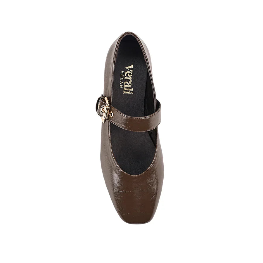 Sass Clothing Europe Mary-Jane Flats (Chocolate Brown Crinkle)