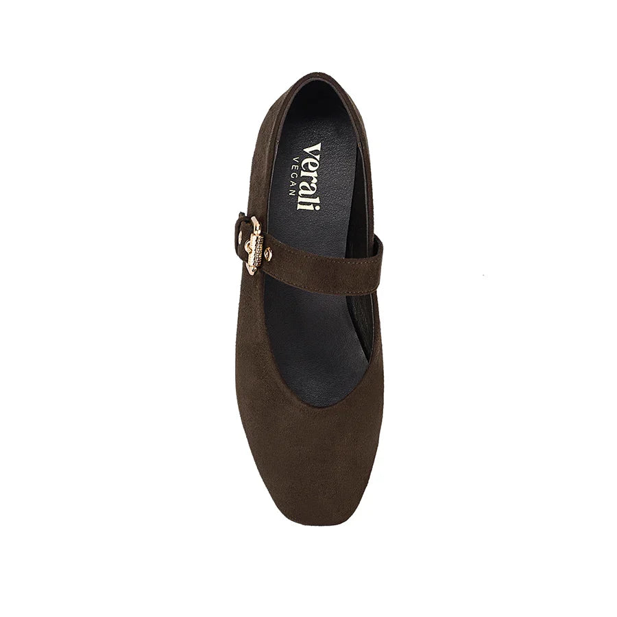 Sass Clothing Europe Mary-Jane Flats (Chocolate Brown Micro)