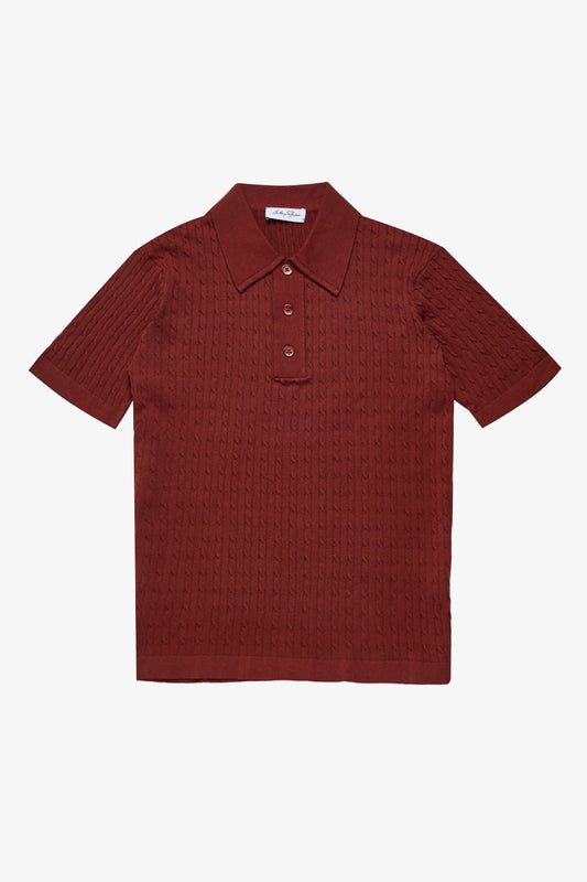 Anthony Squires Evan knitted cable Polo (Burgundy)