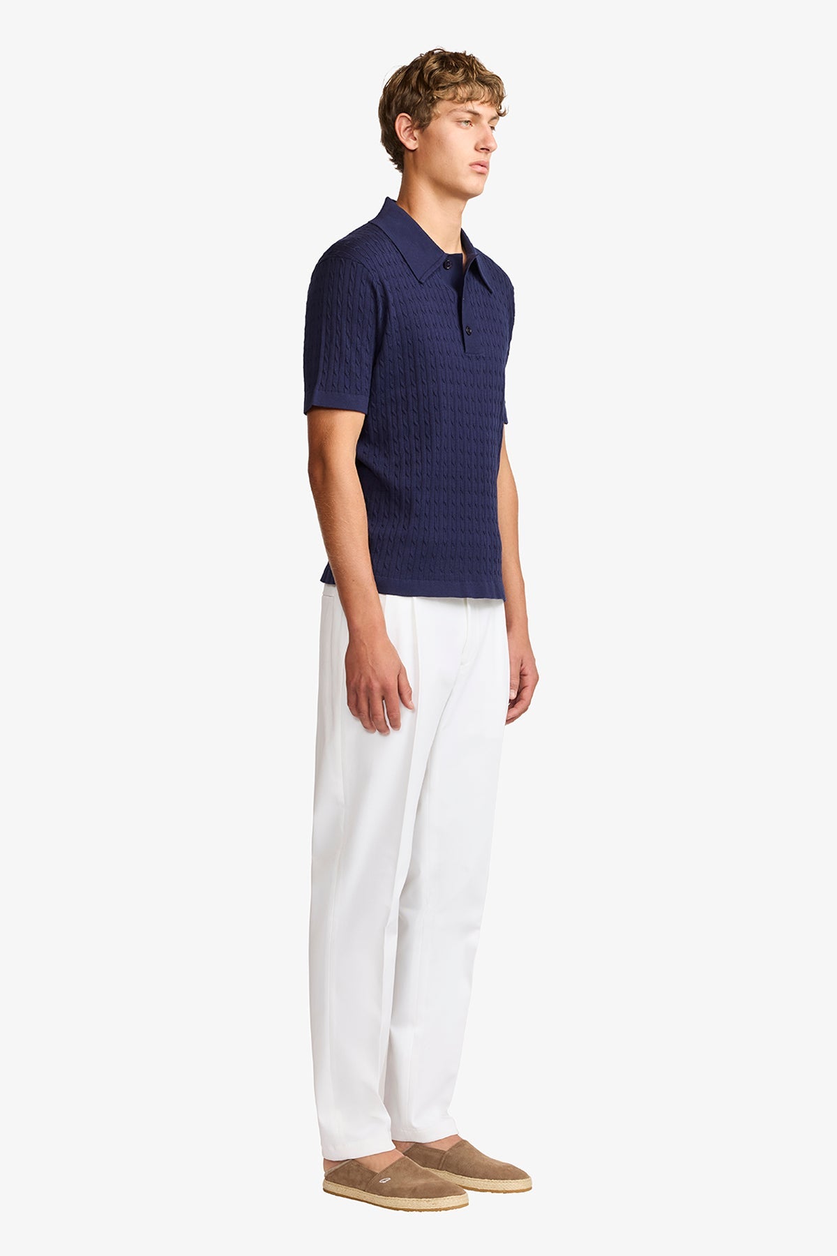 Anthony Squires Evan knitted cable Polo (Navy)