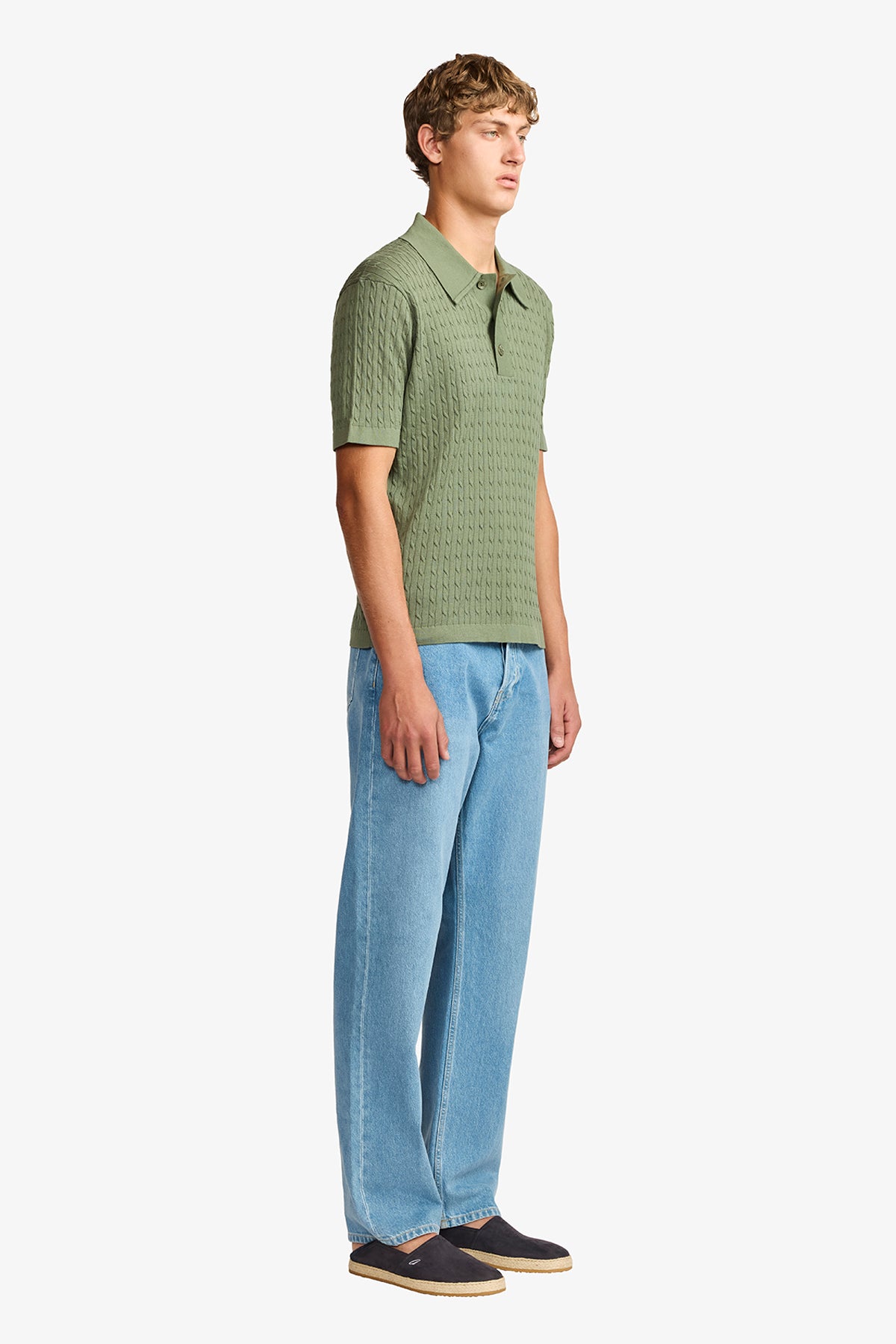 Anthony Squires Evan knitted cable Polo (Olive)
