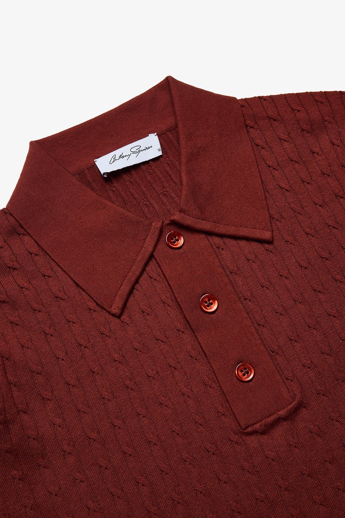 Anthony Squires Evan knitted cable Polo (Burgundy)